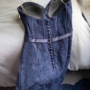 Navy blue lace strapless dress